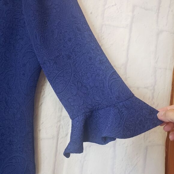 COLDWATER CREEK 2PC Dress & Jacket Suit Set Paisley Blue 6 Petite - Picture 3 of 11